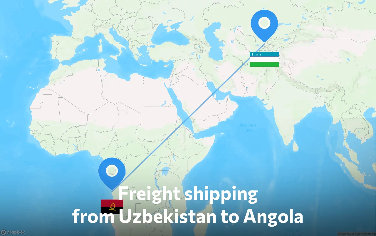 Shipping route from Uzbekistan to Angola