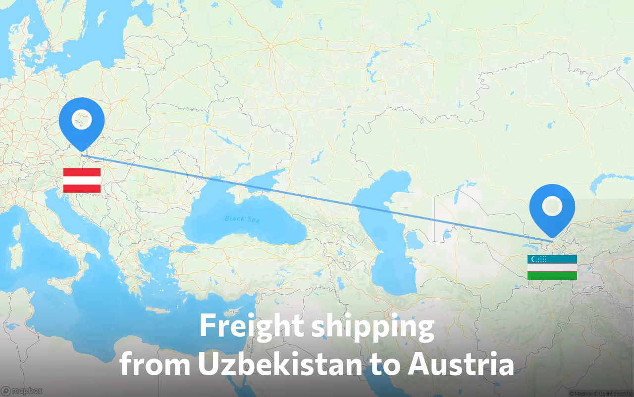 Shipping route from Uzbekistan to Austria