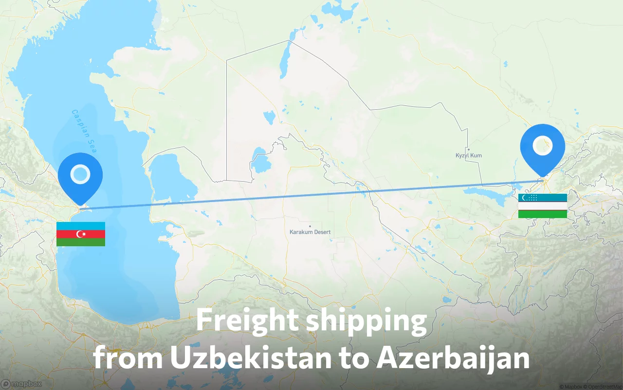 Shipping route from Uzbekistan to Azerbaijan