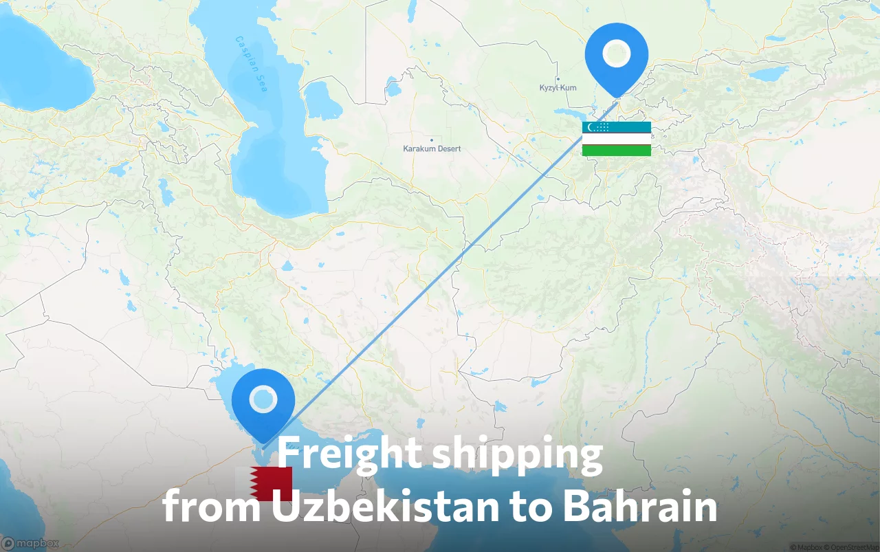 Shipping route from Uzbekistan to Bahrain