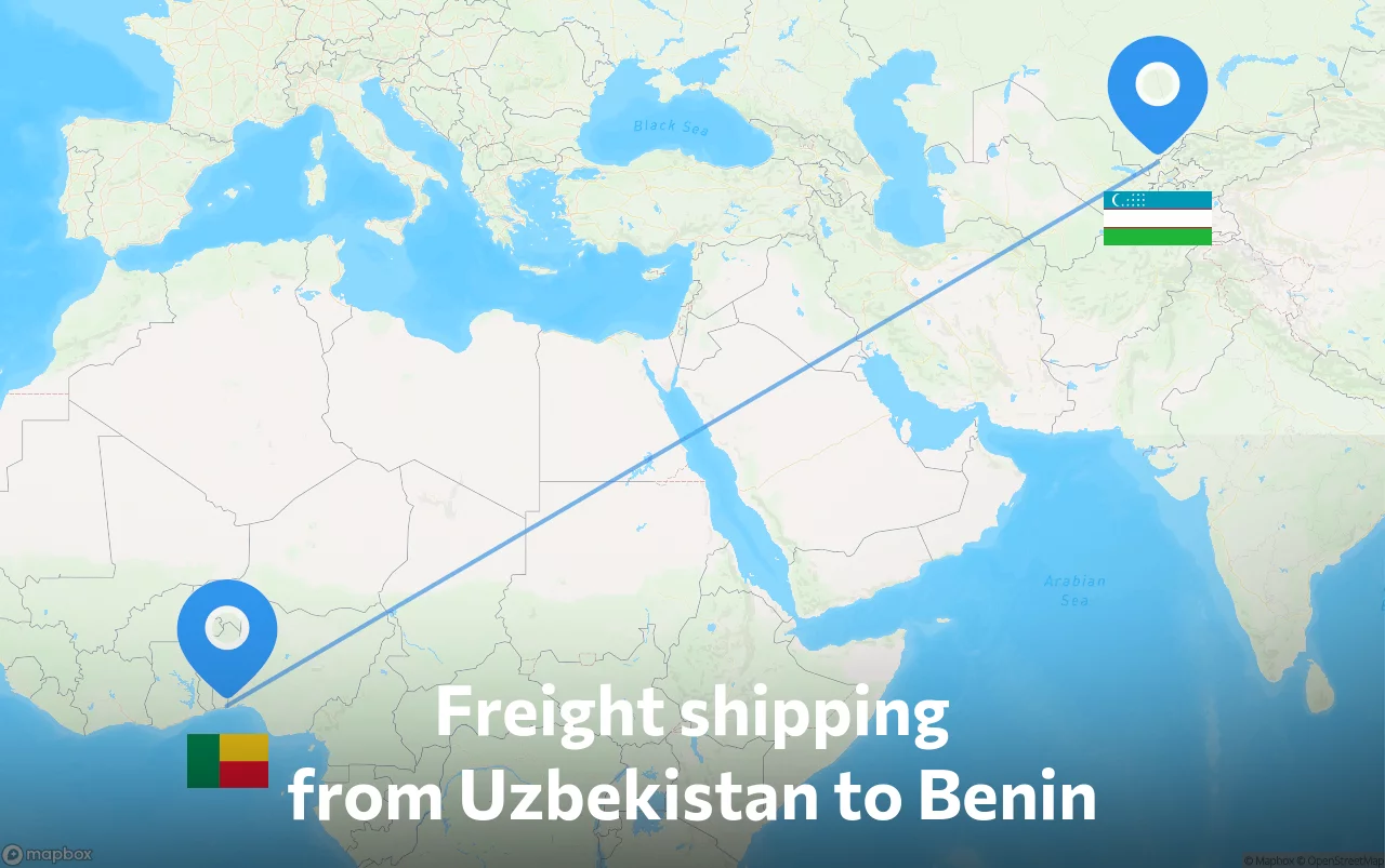 Shipping route from Uzbekistan to Benin