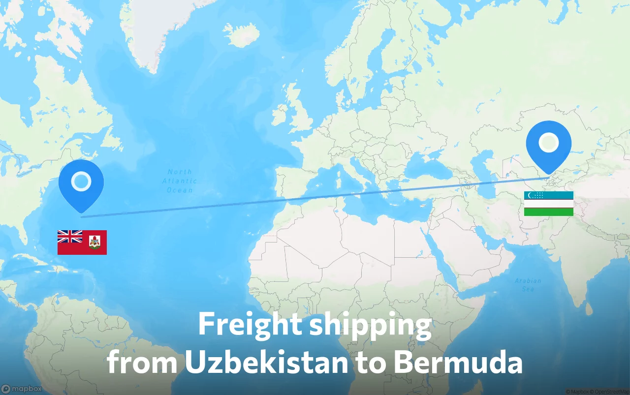 Shipping route from Uzbekistan to Bermuda