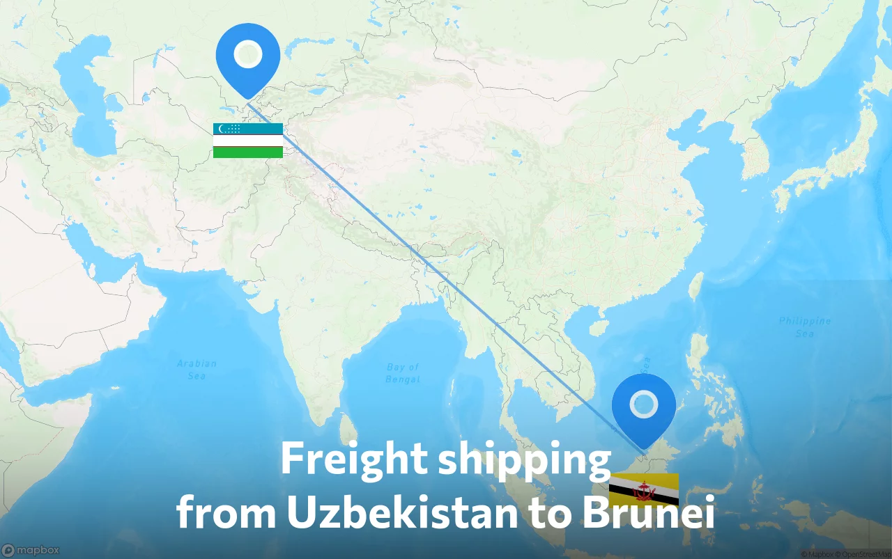 Shipping route from Uzbekistan to Brunei