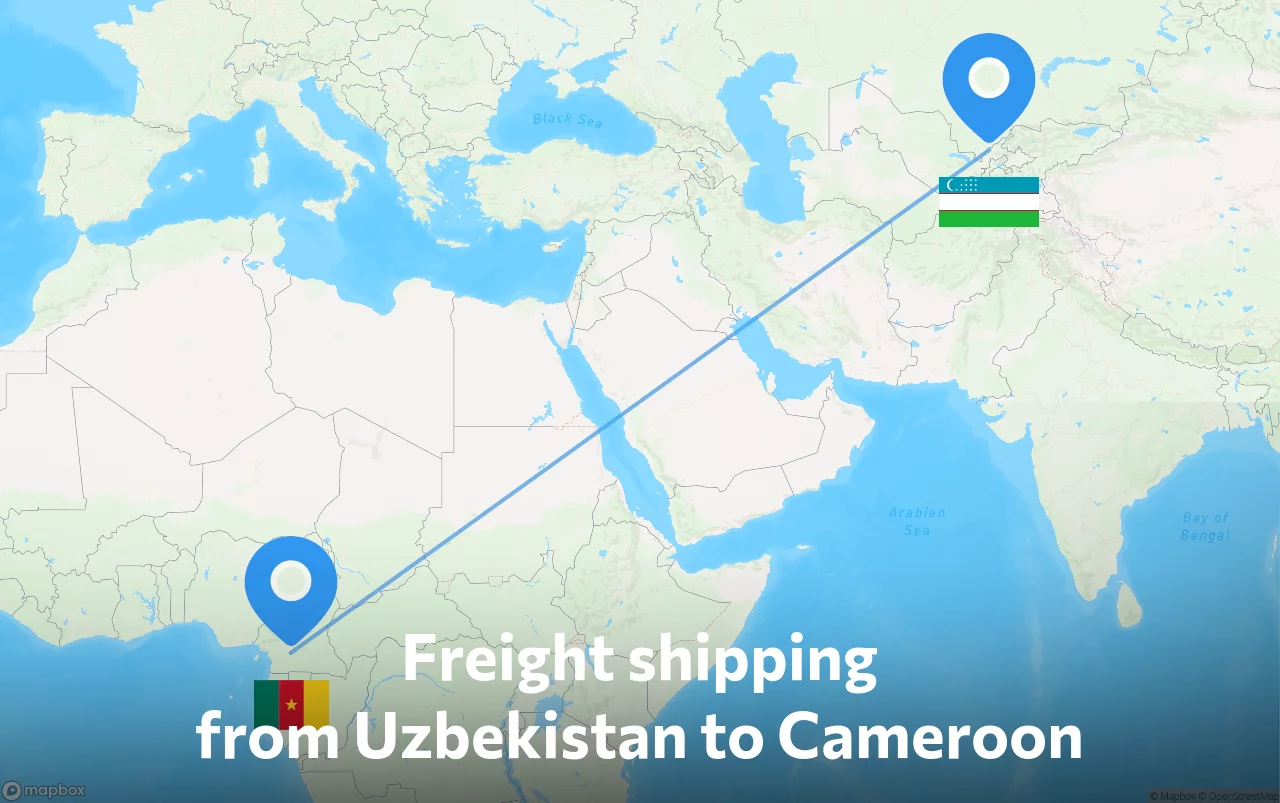 Shipping route from Uzbekistan to Cameroon