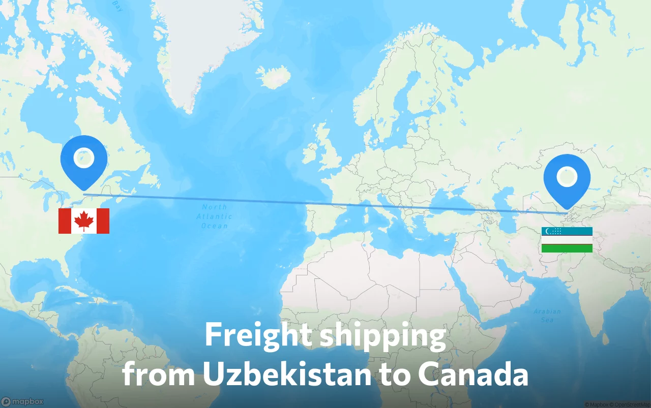 Shipping route from Uzbekistan to Canada