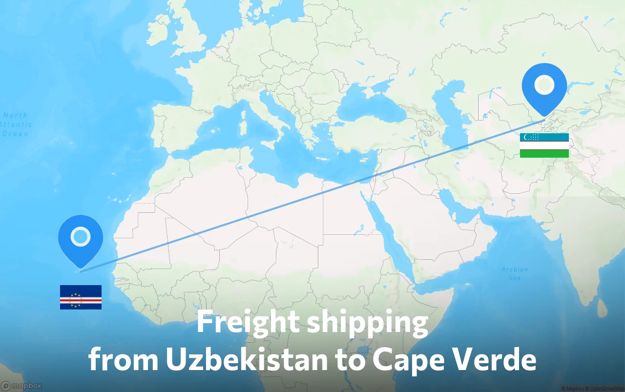 Shipping route from Uzbekistan to Cape Verde