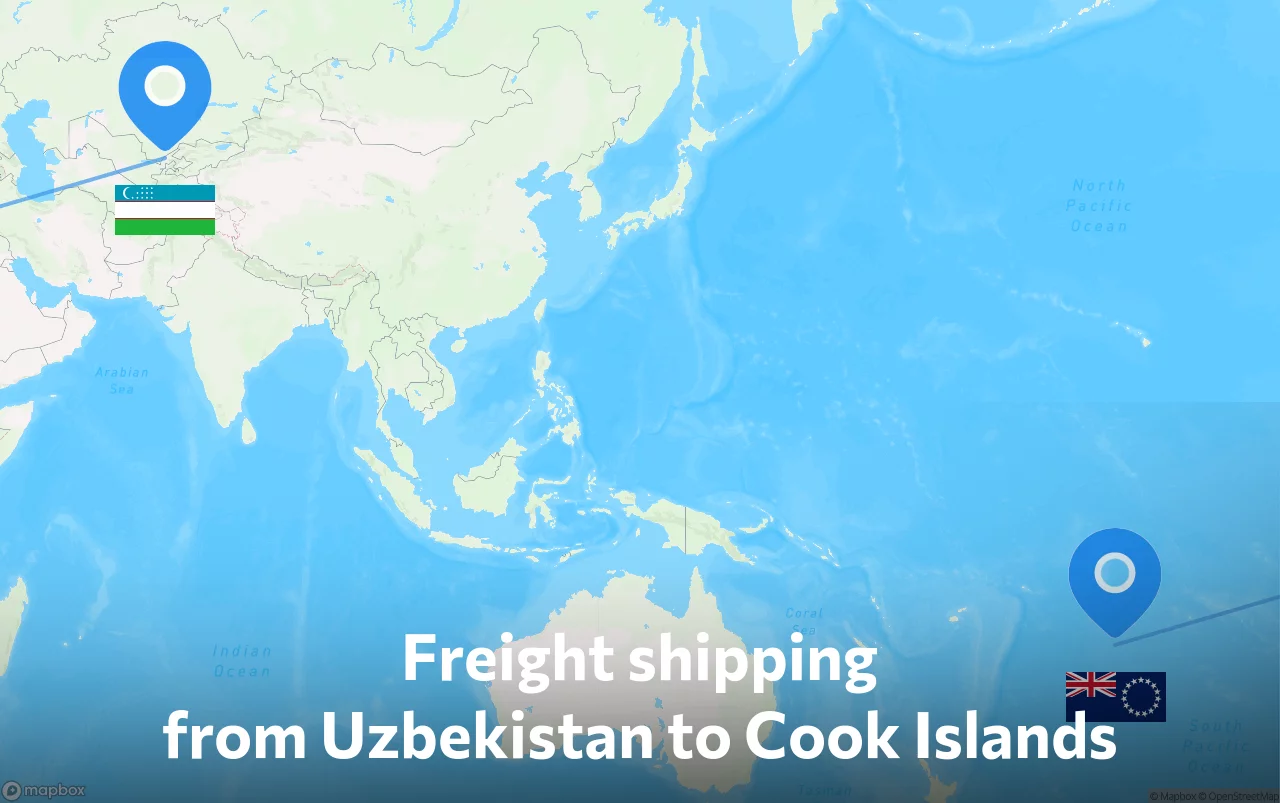 Shipping route from Uzbekistan to Cook Islands