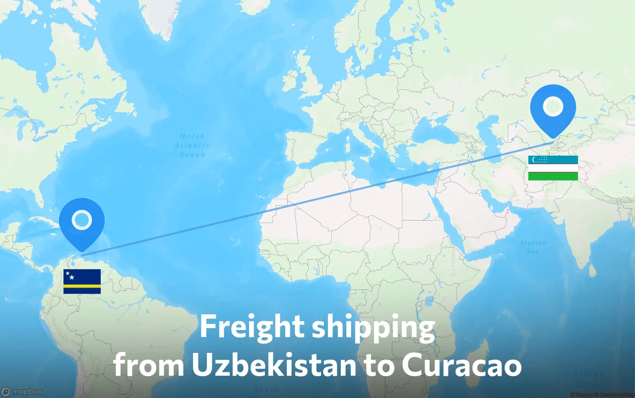 Shipping route from Uzbekistan to Curacao