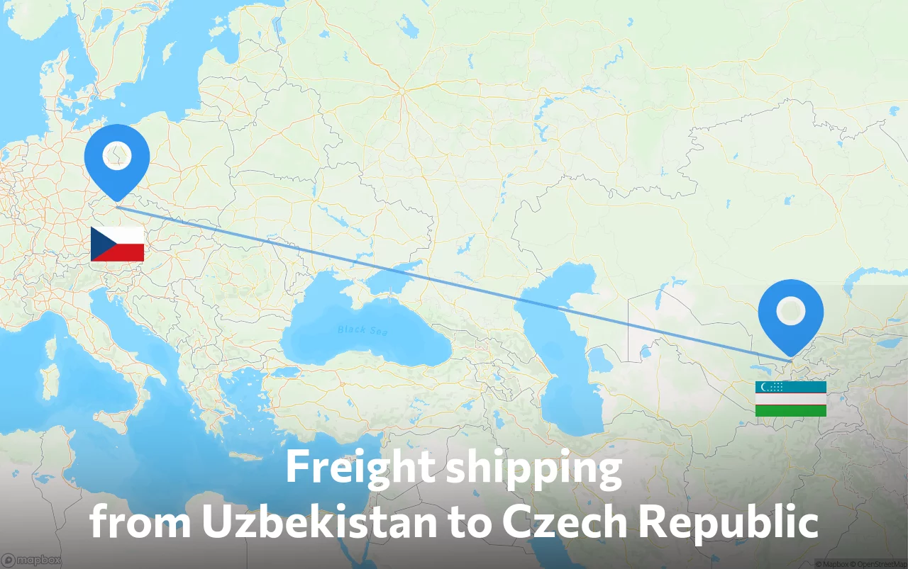 Shipping route from Uzbekistan to Czech Republic