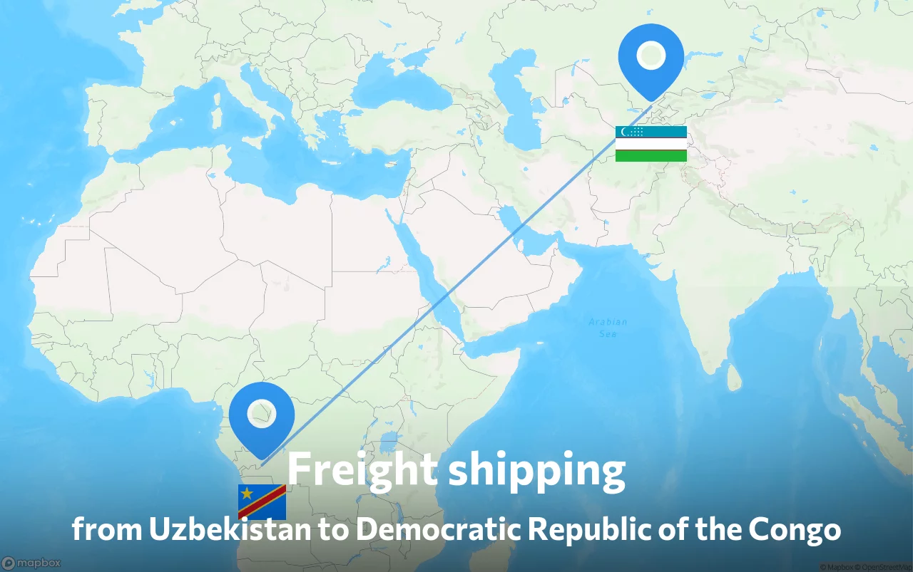 Shipping route from Uzbekistan to Democratic Republic of the Congo