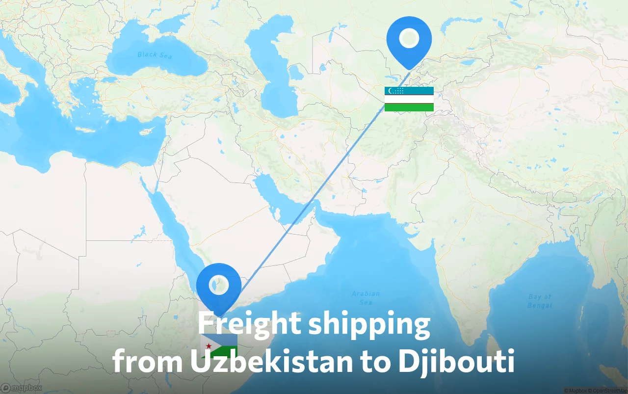 Shipping route from Uzbekistan to Djibouti
