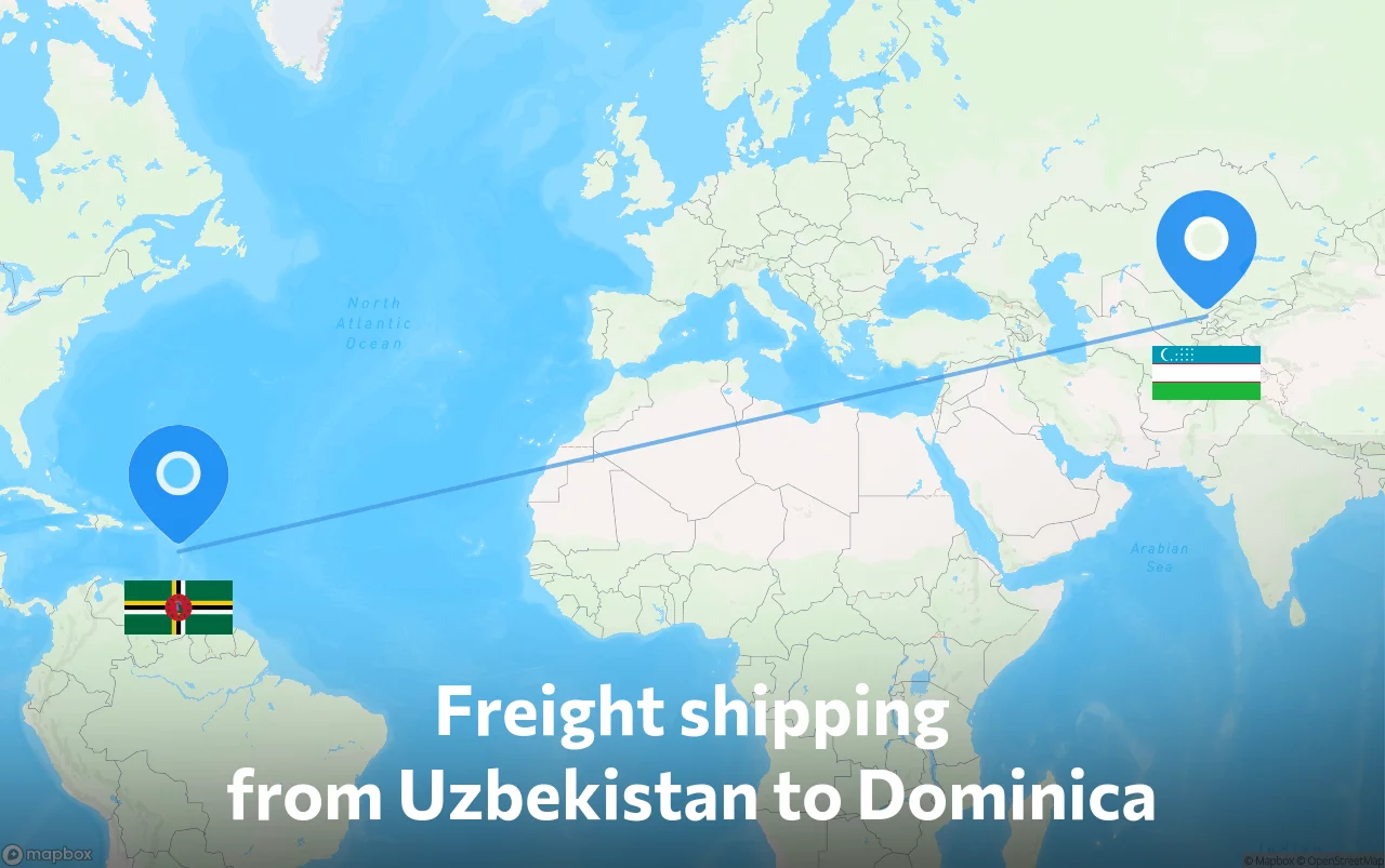 Shipping route from Uzbekistan to Dominica