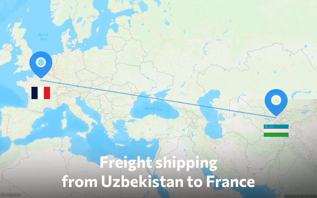Shipping route from Uzbekistan to France