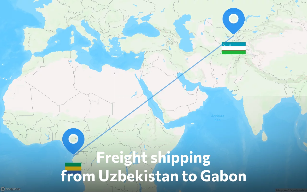 Shipping route from Uzbekistan to Gabon