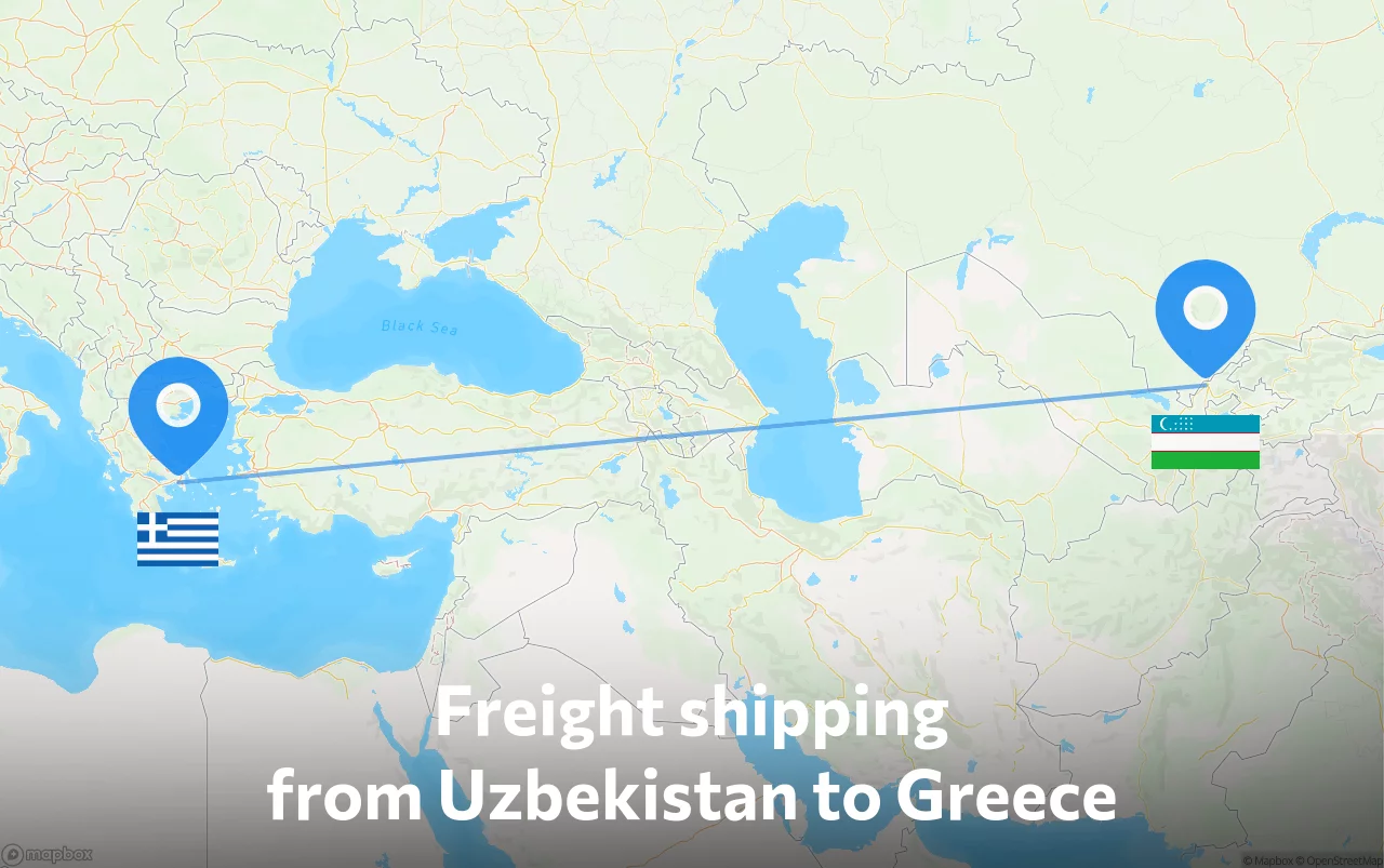 Shipping route from Uzbekistan to Greece