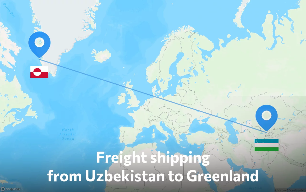 Shipping route from Uzbekistan to Greenland