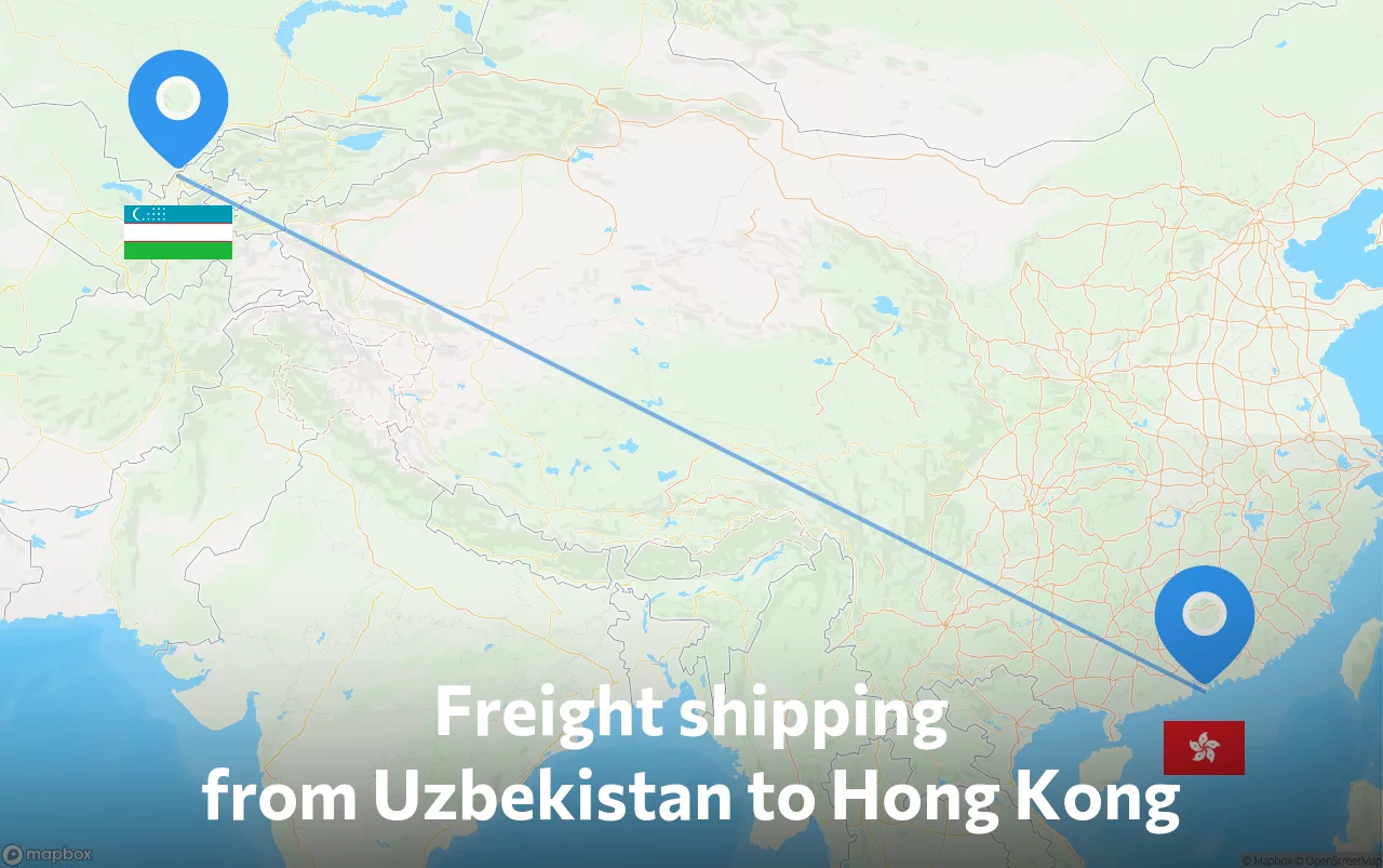 Shipping route from Uzbekistan to Hong Kong