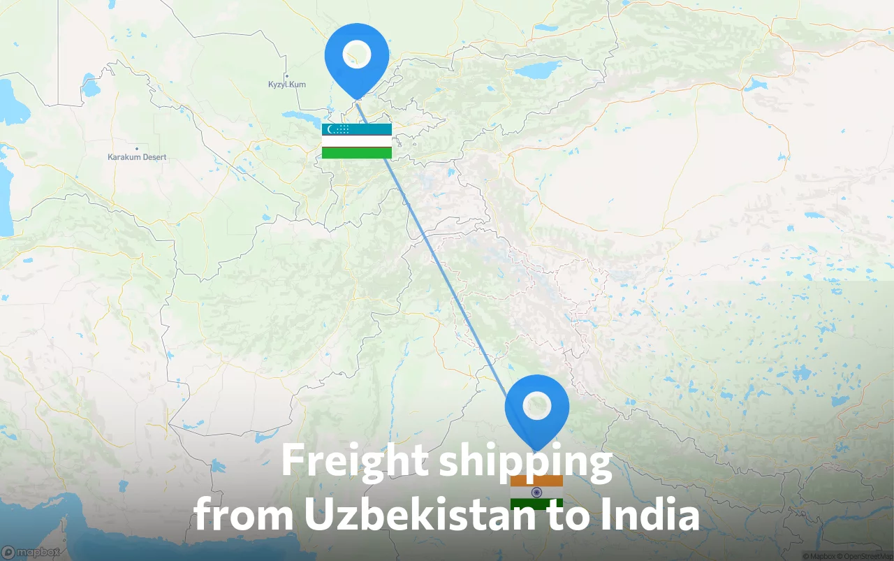 Shipping route from Uzbekistan to India