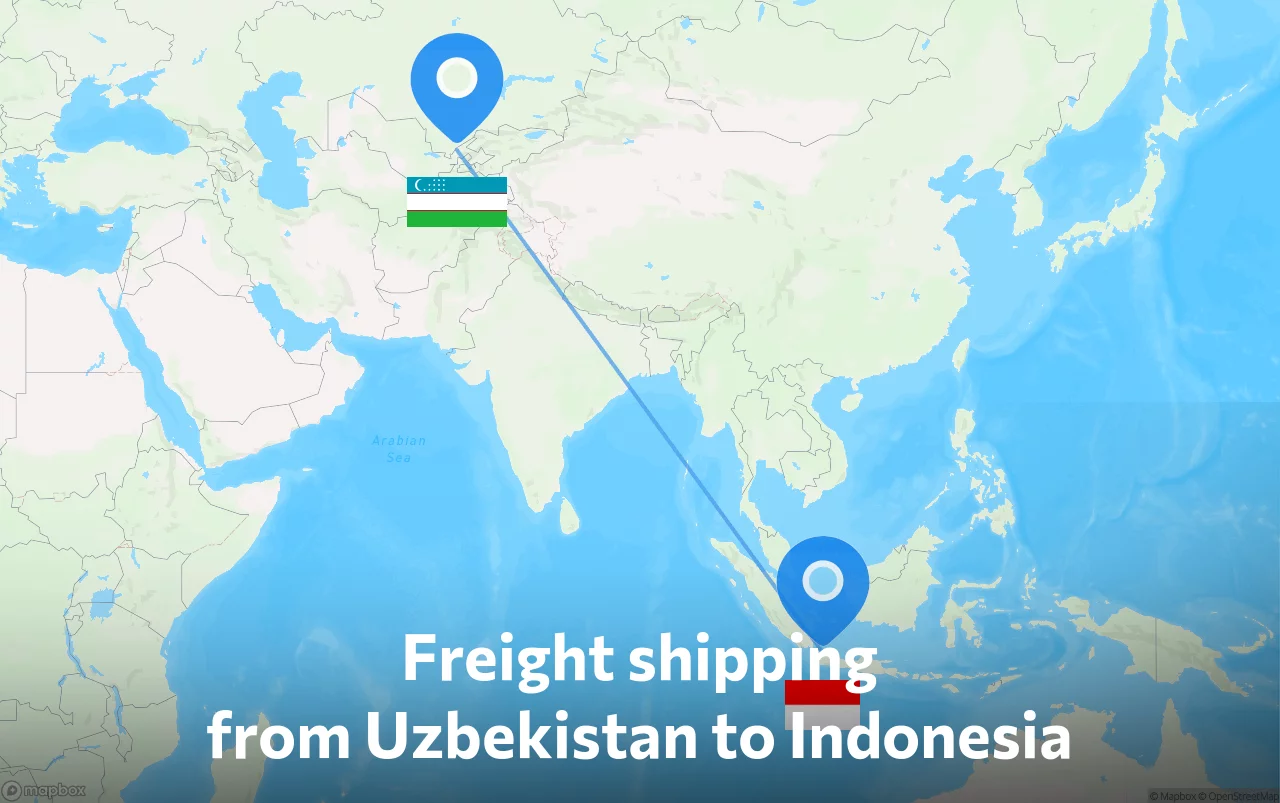 Shipping route from Uzbekistan to Indonesia