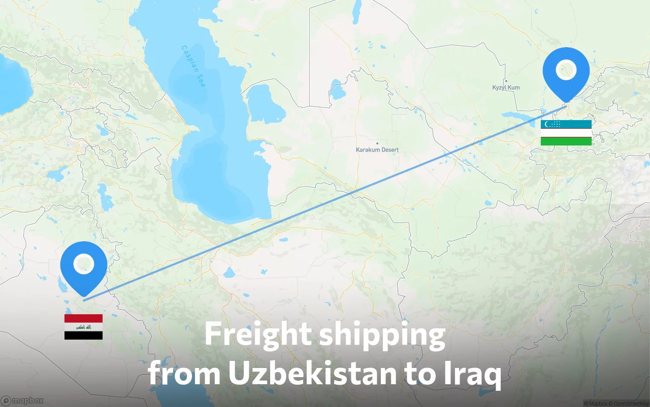 Shipping route from Uzbekistan to Iraq