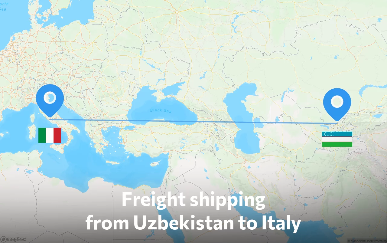 Shipping route from Uzbekistan to Italy