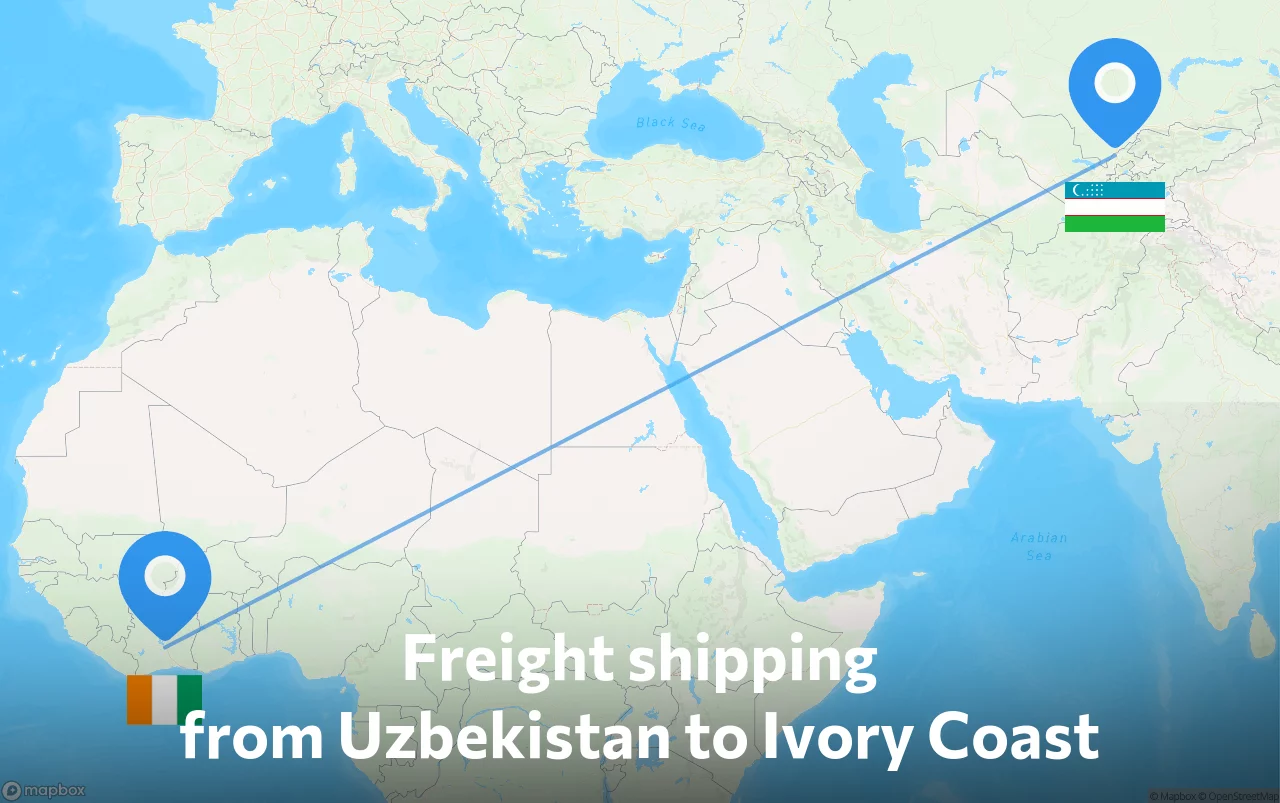 Shipping route from Uzbekistan to Ivory Coast
