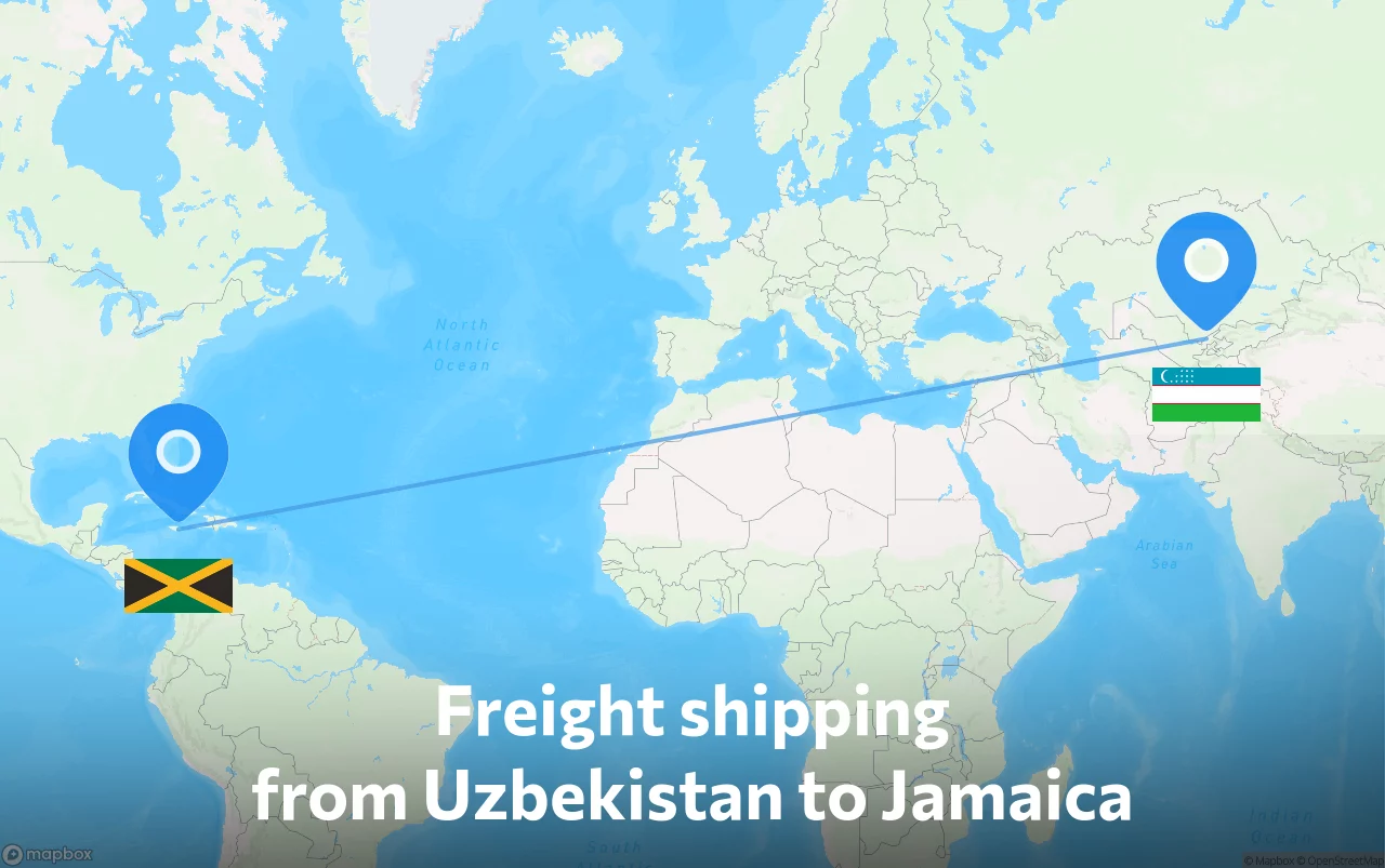 Shipping route from Uzbekistan to Jamaica