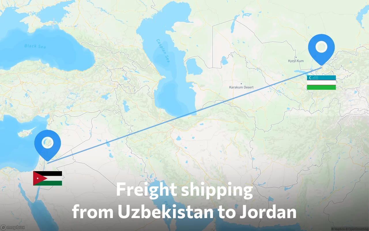 Shipping route from Uzbekistan to Jordan