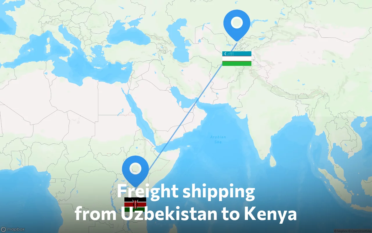 Shipping route from Uzbekistan to Kenya