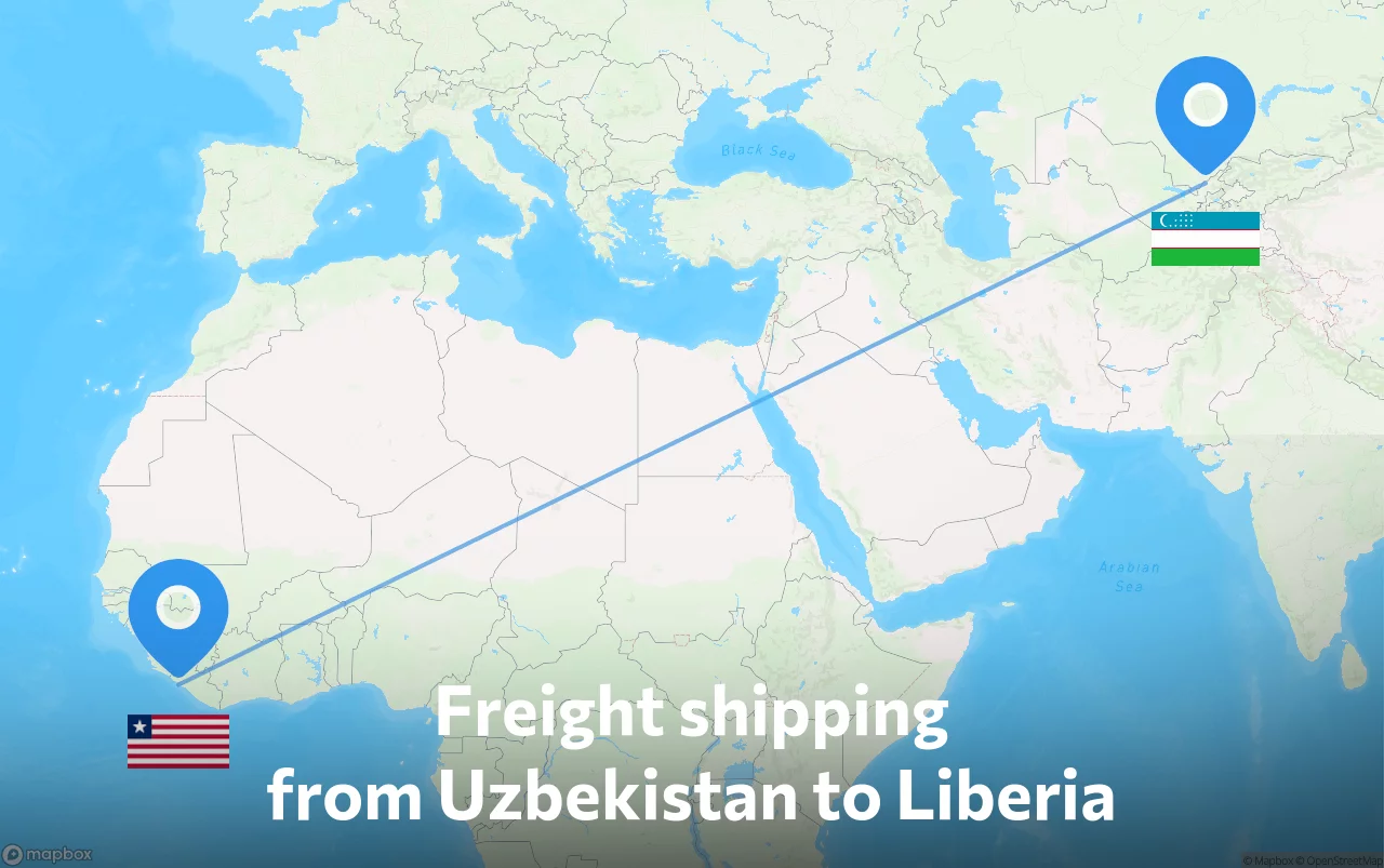 Shipping route from Uzbekistan to Liberia