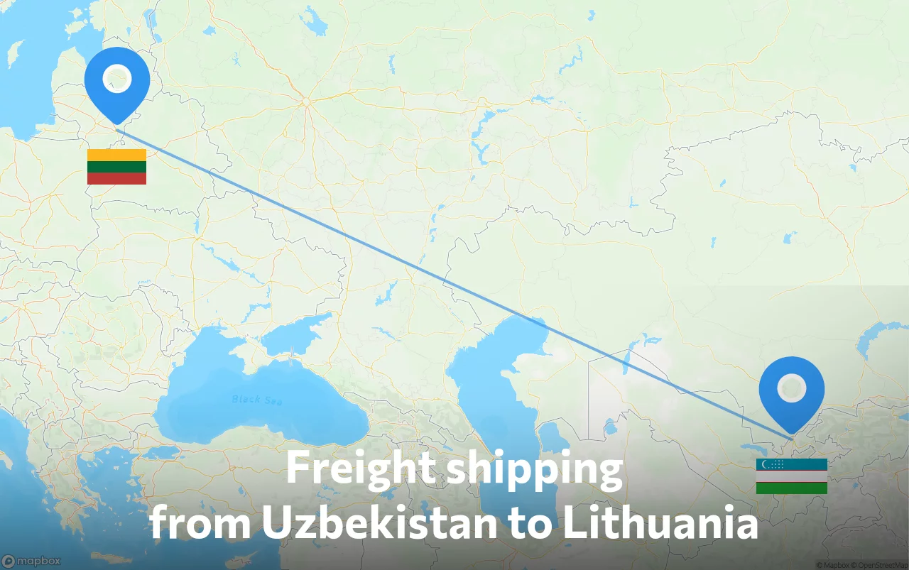 Shipping route from Uzbekistan to Lithuania