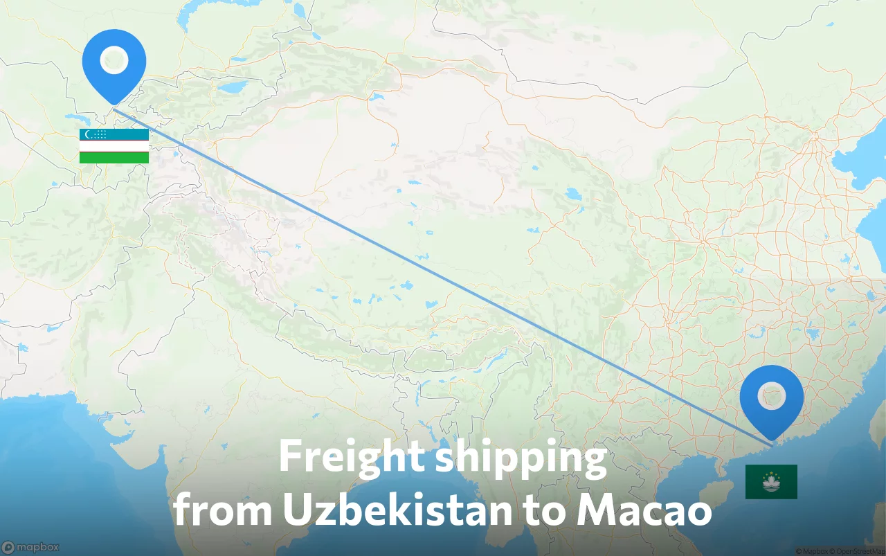 Shipping route from Uzbekistan to Macao