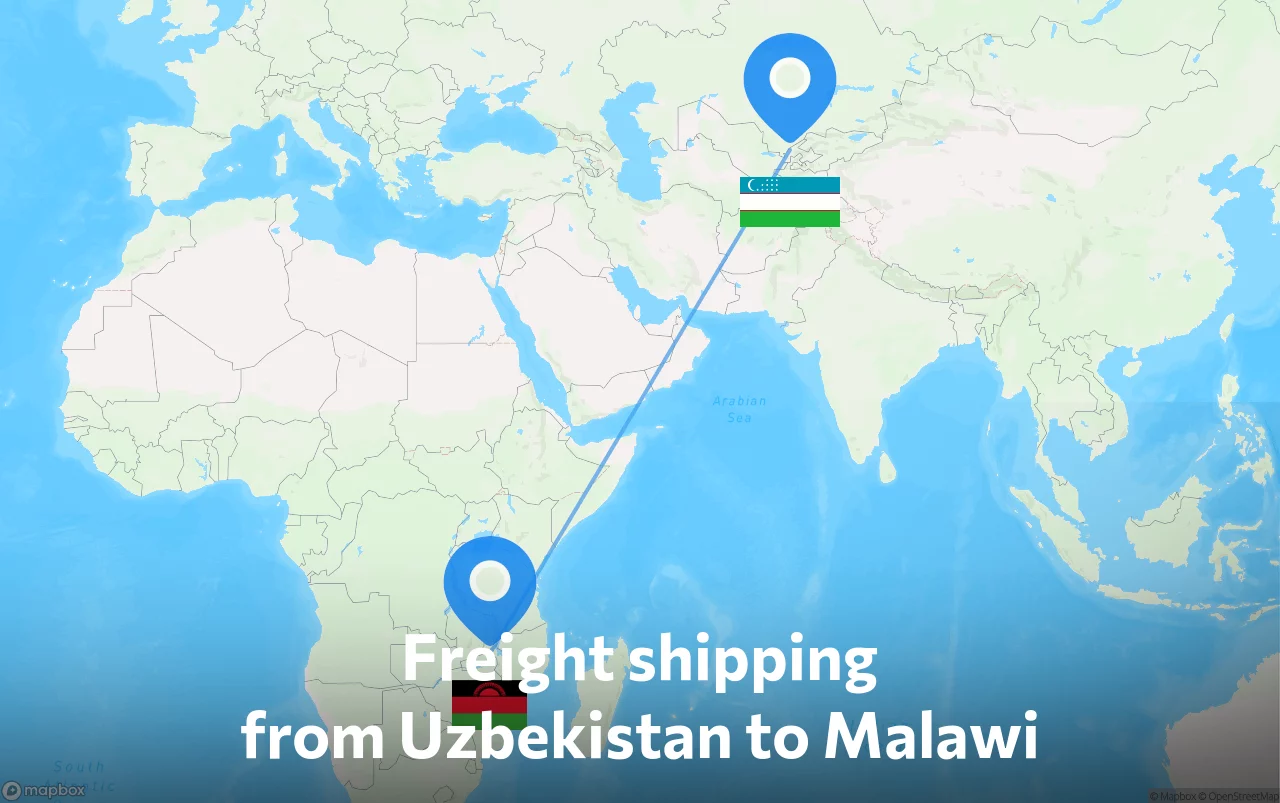 Shipping route from Uzbekistan to Malawi