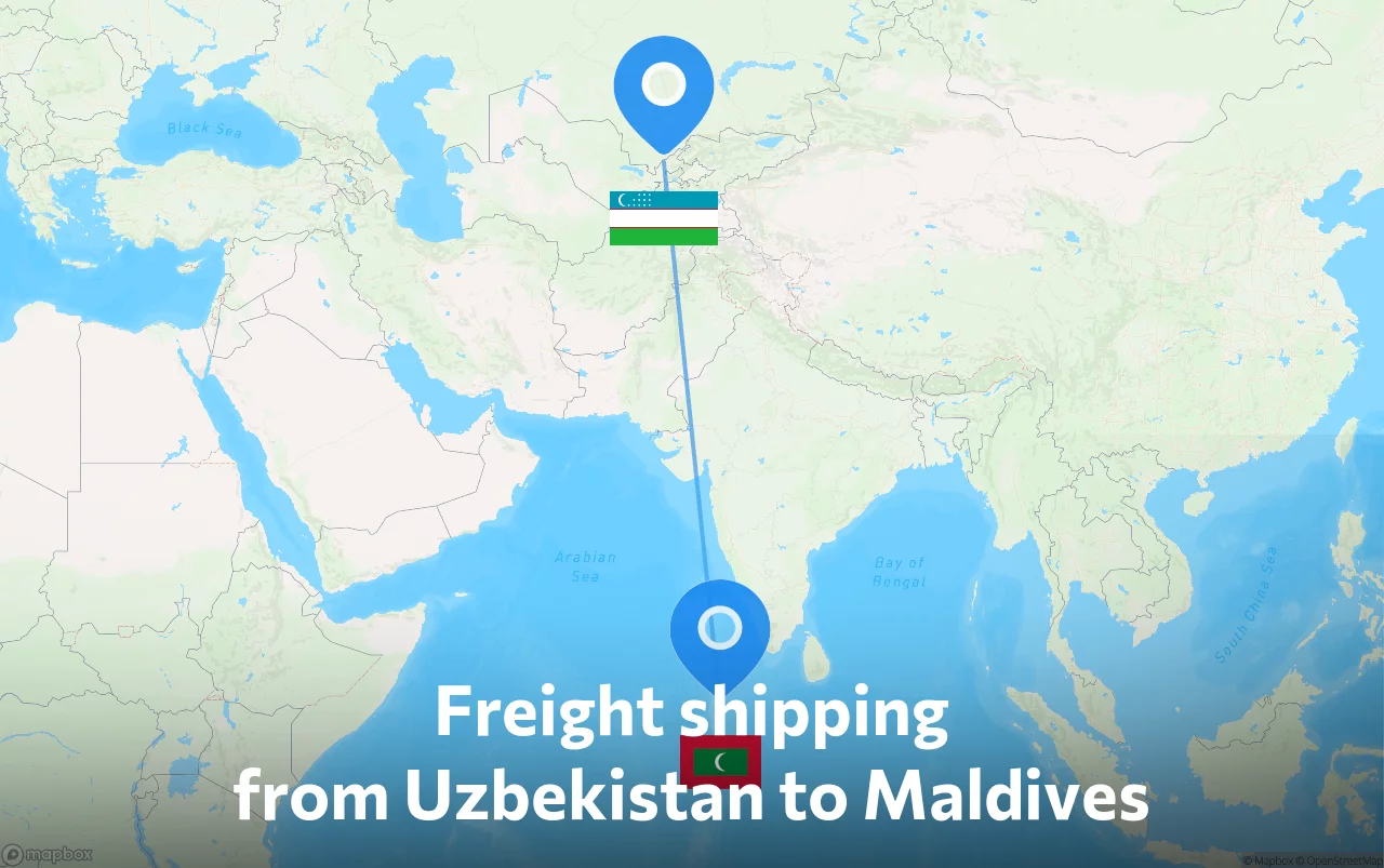 Shipping route from Uzbekistan to Maldives
