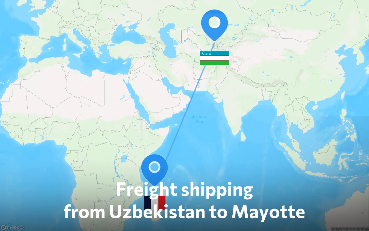 Shipping route from Uzbekistan to Mayotte