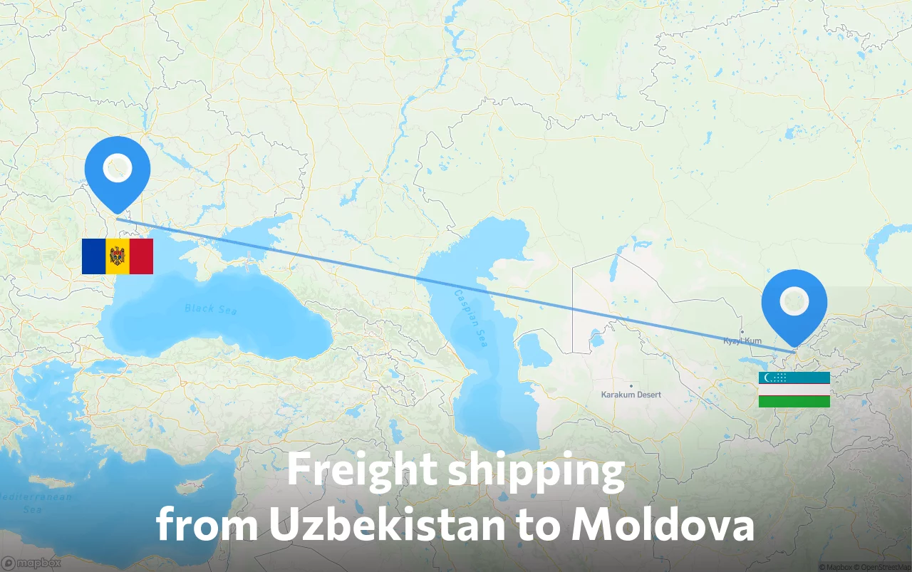 Shipping route from Uzbekistan to Moldova