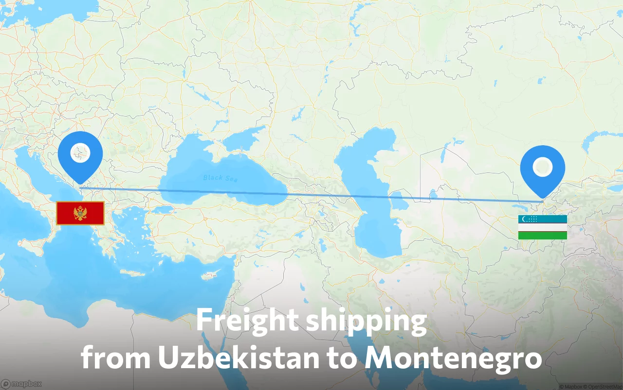 Shipping route from Uzbekistan to Montenegro