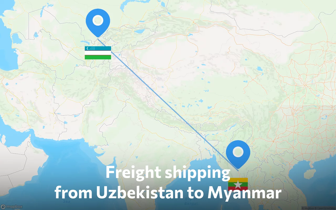 Shipping route from Uzbekistan to Myanmar