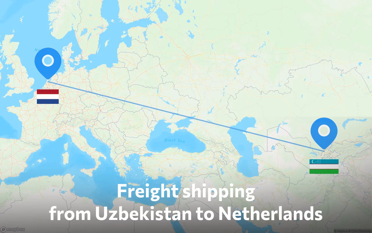 Shipping route from Uzbekistan to Netherlands