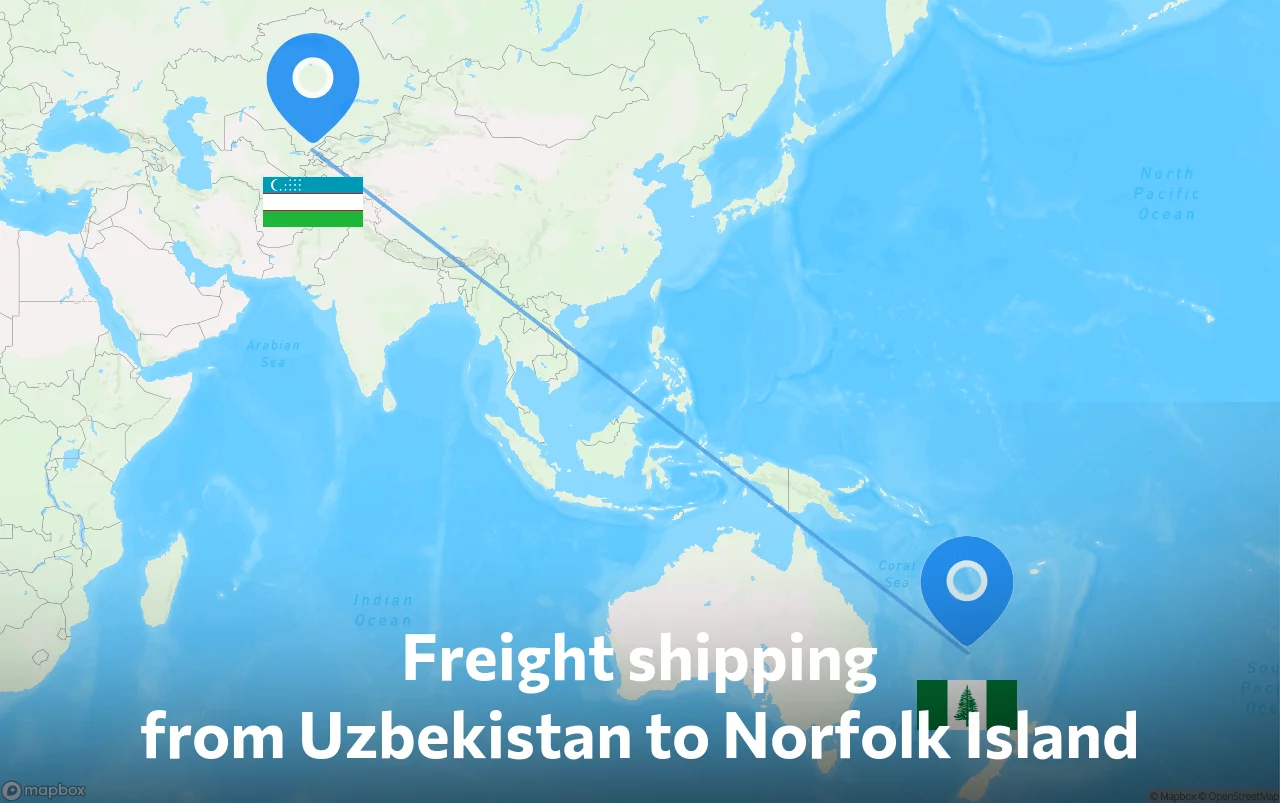 Shipping route from Uzbekistan to Norfolk Island