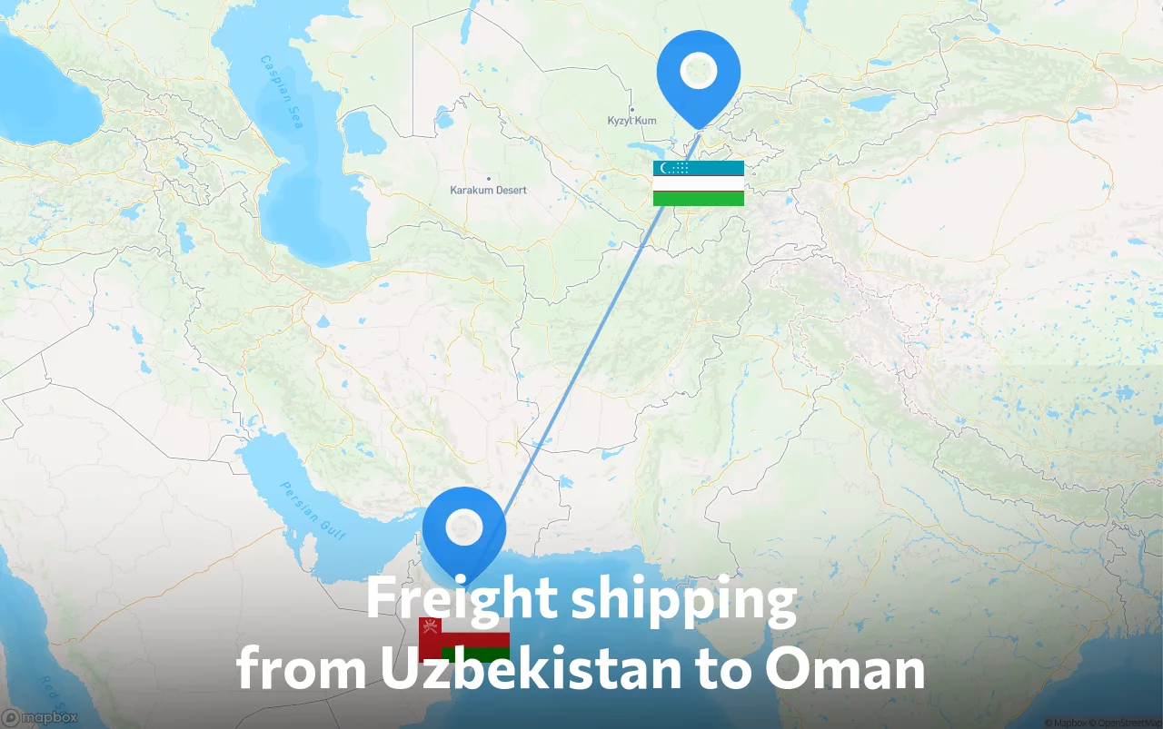 Shipping route from Uzbekistan to Oman