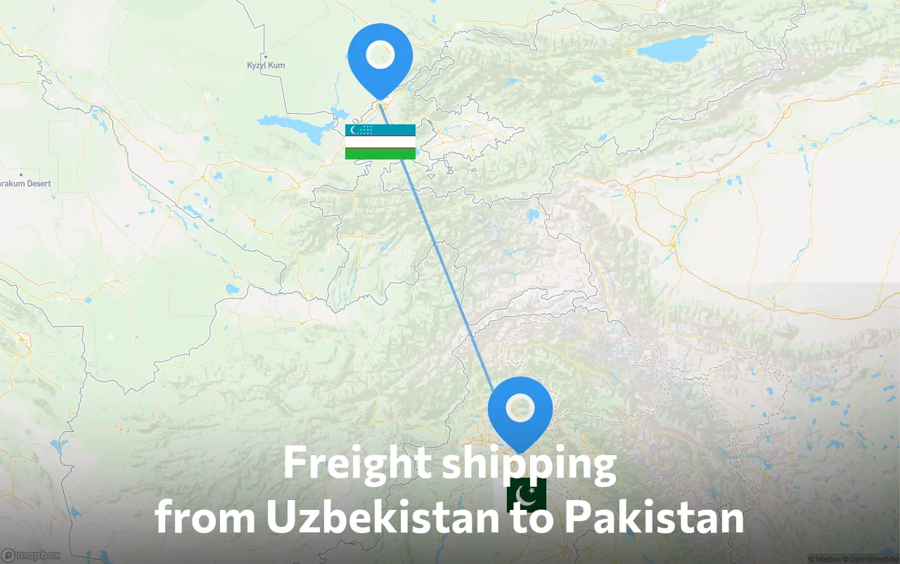 Shipping route from Uzbekistan to Pakistan