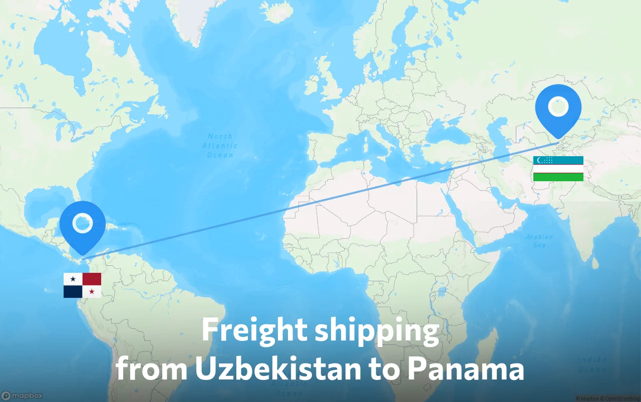 Shipping route from Uzbekistan to Panama