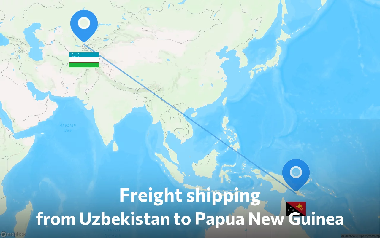 Shipping route from Uzbekistan to Papua New Guinea