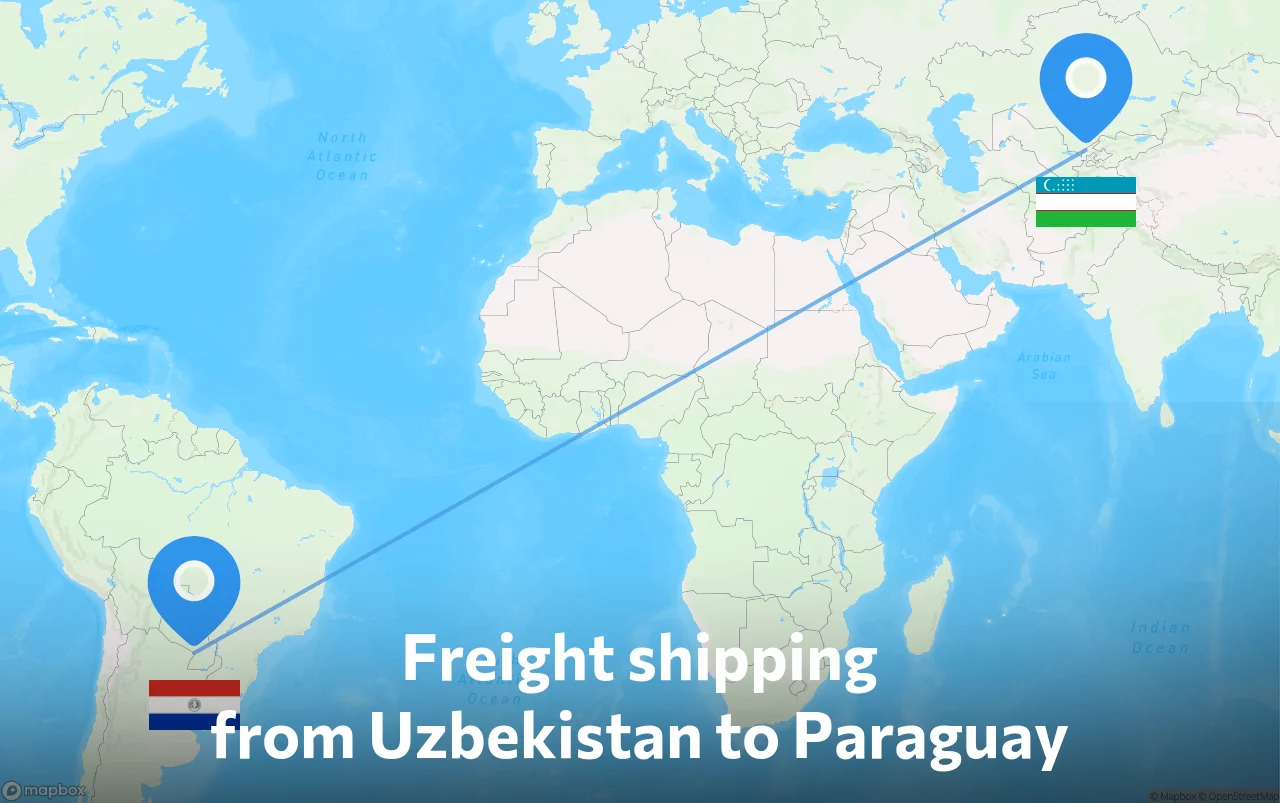 Shipping route from Uzbekistan to Paraguay