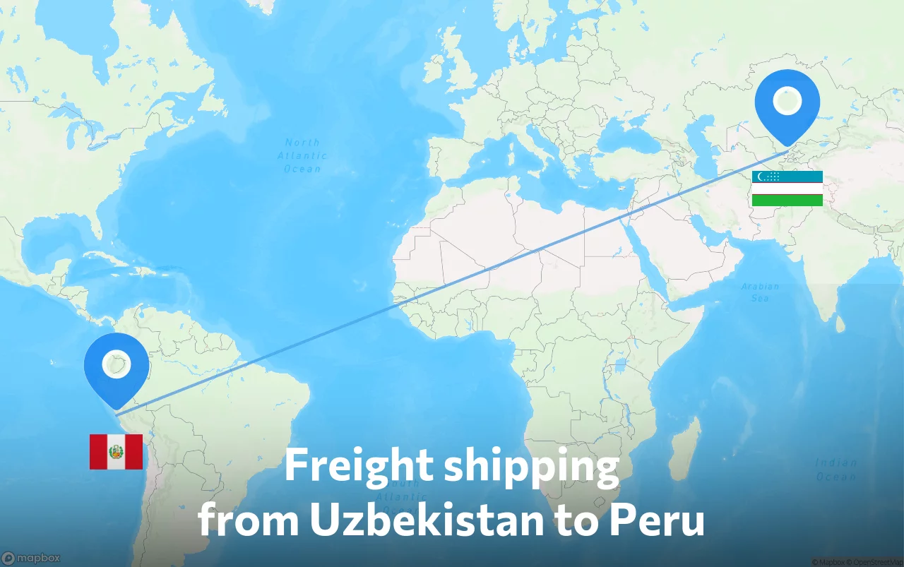 Shipping route from Uzbekistan to Peru
