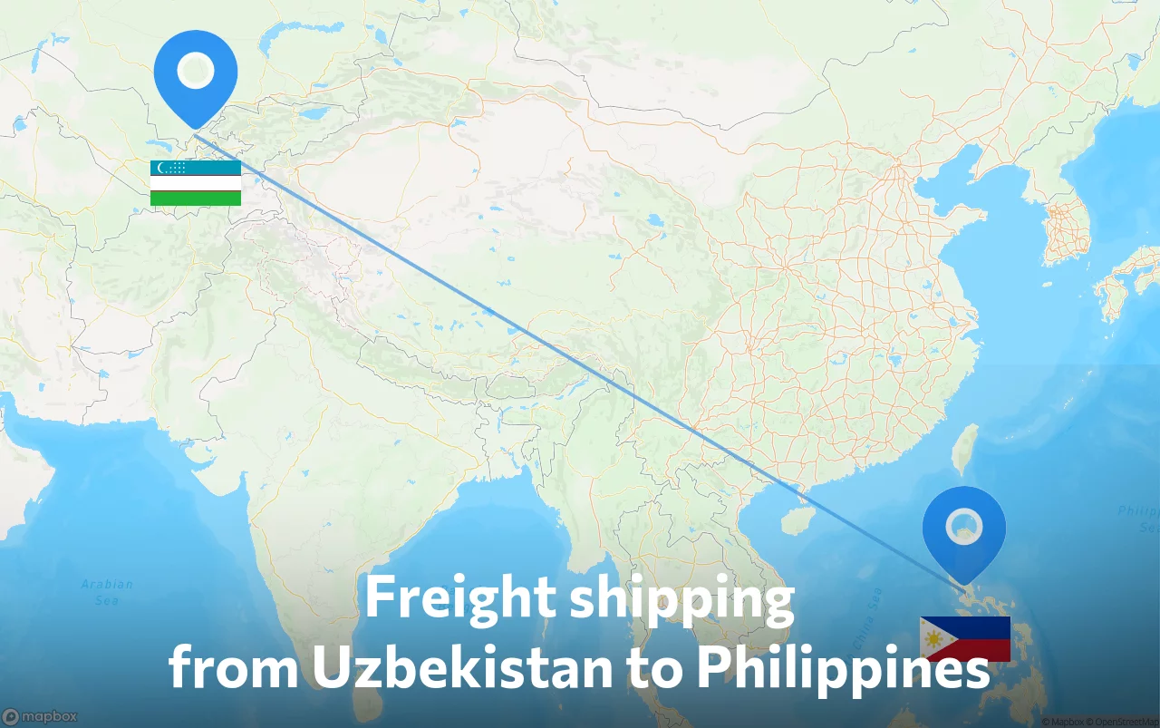 Shipping route from Uzbekistan to Philippines