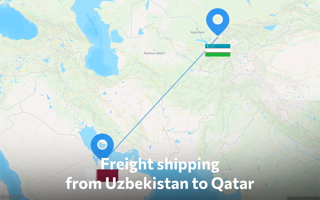 Shipping route from Uzbekistan to Qatar