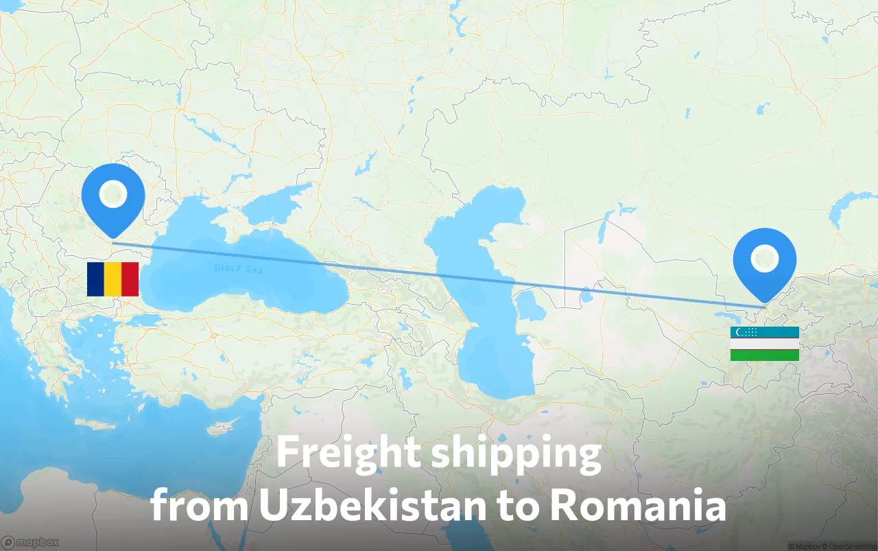 Shipping route from Uzbekistan to Romania