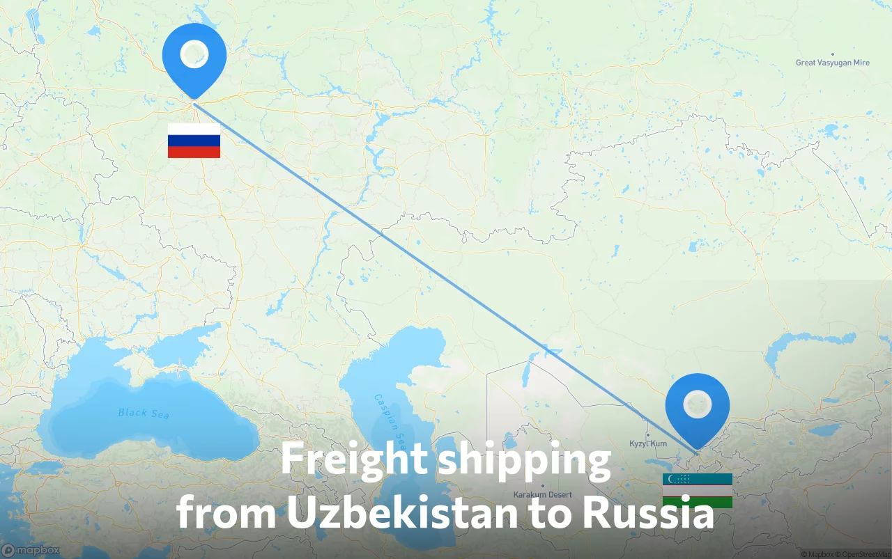 Shipping route from Uzbekistan to Russia